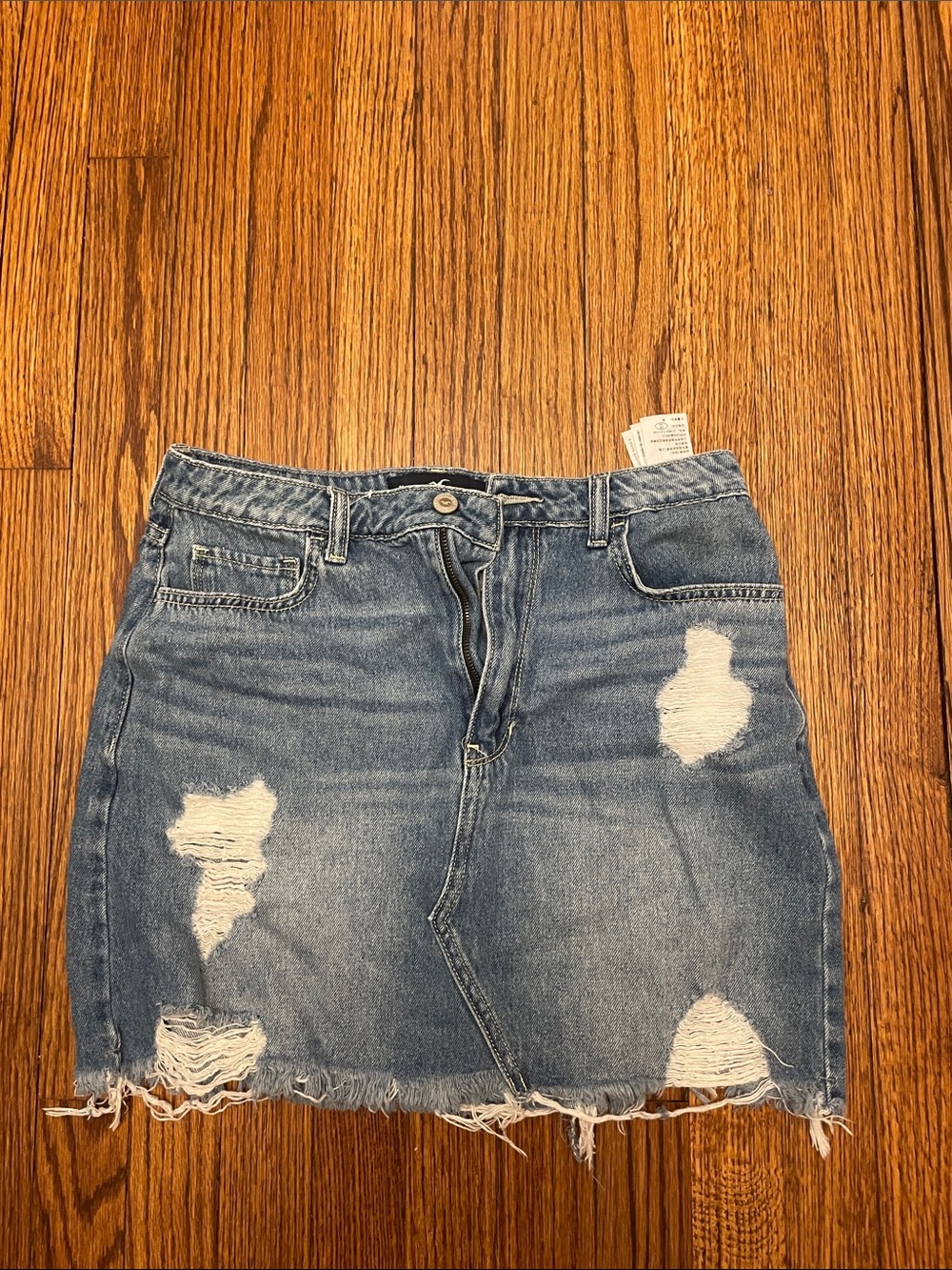 Hollister Light Blue Distressed Denim Mini Skirt